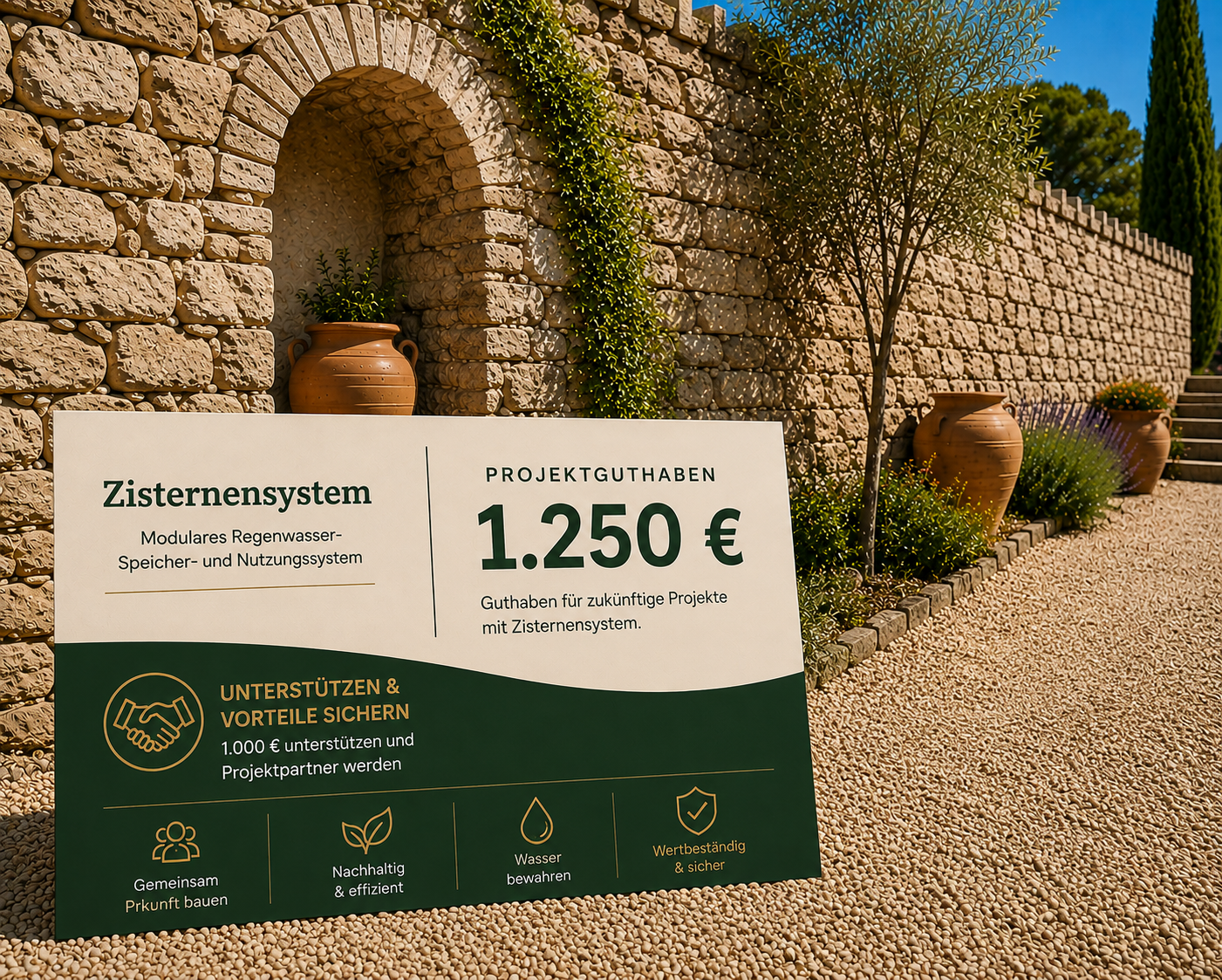 Projektguthaben Zisternensystem 1.250 €